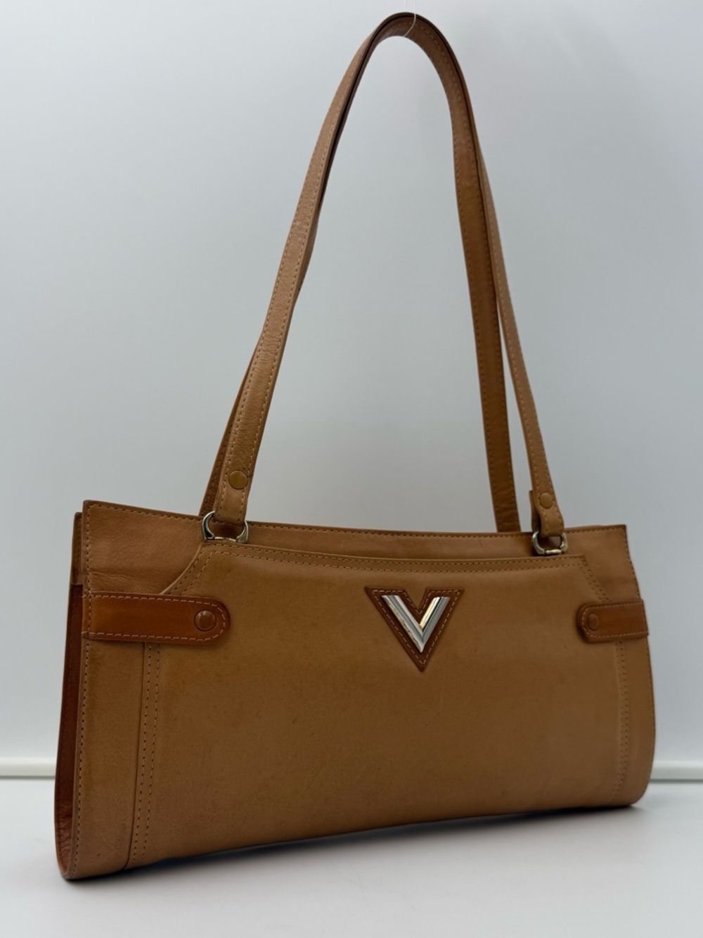 mod Soleil • East-West Shoulder 33 Frame Bag in Tan & Brown Leather